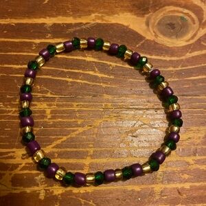Purple and Green Beaded Bracelet